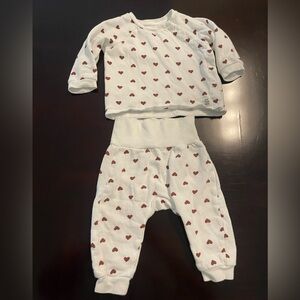 H&M White and Red Heart Sweat Set